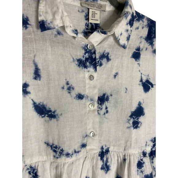 Rachel Zoe Tie Dye Linen Oversized Peplum Blouse Size-sz XS - Picture 7 of 8